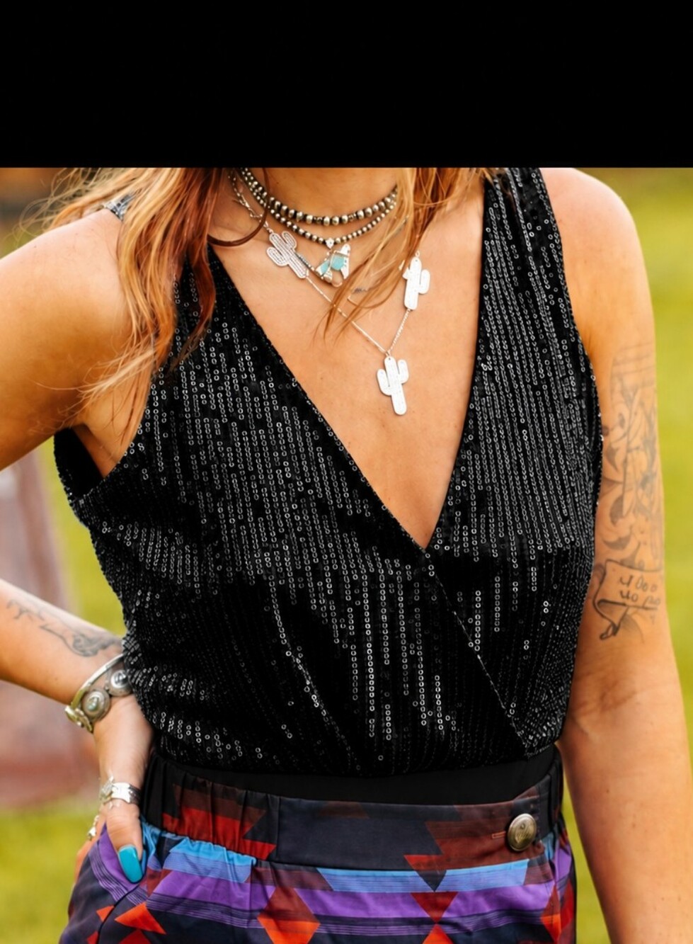 Lucky And Blessed Black Sequin Bodysuit New With Tag Size Small